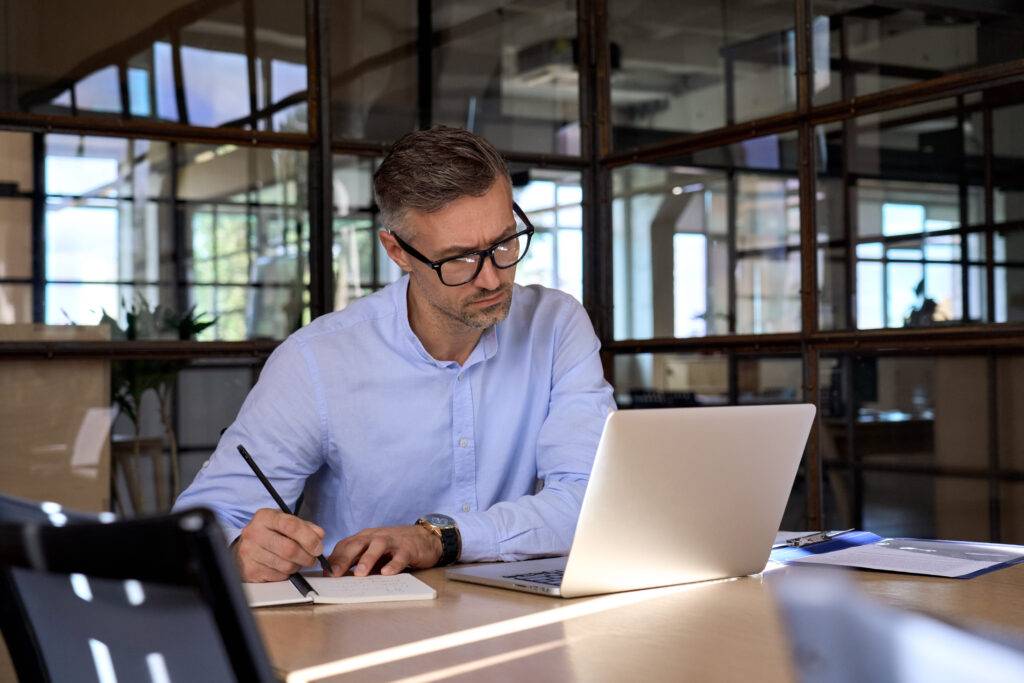 man working on a laptop